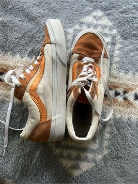 Vans Two-Tone Cream and Rust Orange Old Skool Sneakers